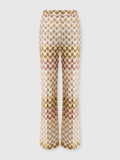 Missoni Gerade Geschnittene Hose Aus Viskose-lamé Mit Spitzenmotiv In Gold& Beige