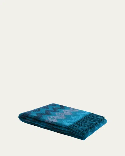 Missoni Gessetti Wool-blend Throw, 51" X 75" In Blue