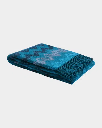 Missoni Gessetti Wool-blend Throw, 51" X 75" In Blue