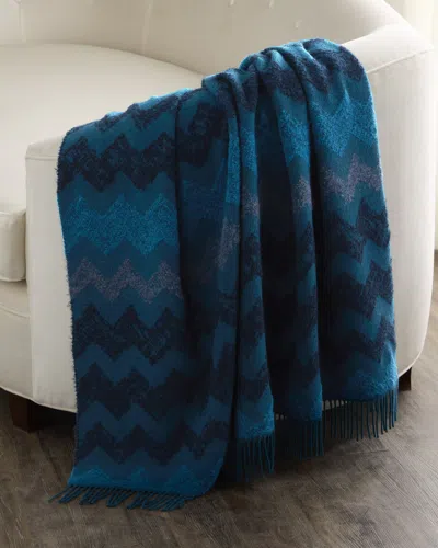 Missoni Gessetti Wool-blend Throw, 51" X 75" In Blue