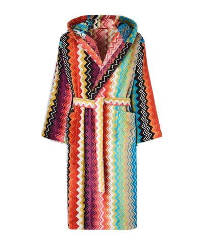 Missoni Giacomo Belted Hooded Bathrobe In Multicolor