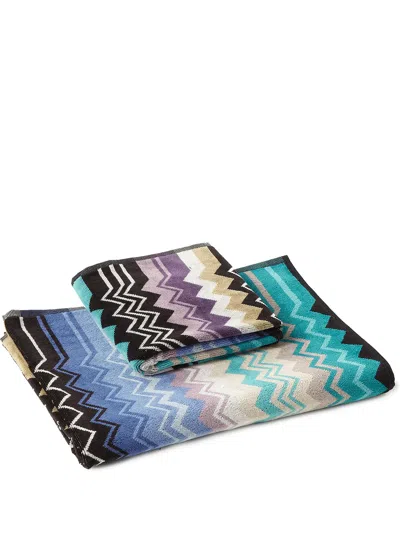 Missoni Giacomo Chevron Print Towels (set Of 2) In Blue