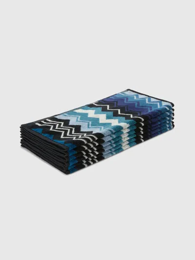 Missoni Giacomo Face Towels 30x30 Cm 6 Pieces In Blue