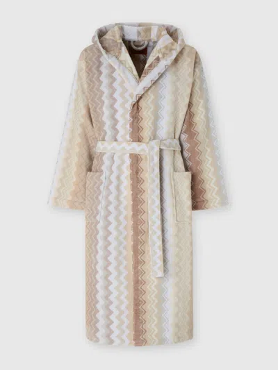 Missoni Giacomo Hooded Bathrobe In Neutral