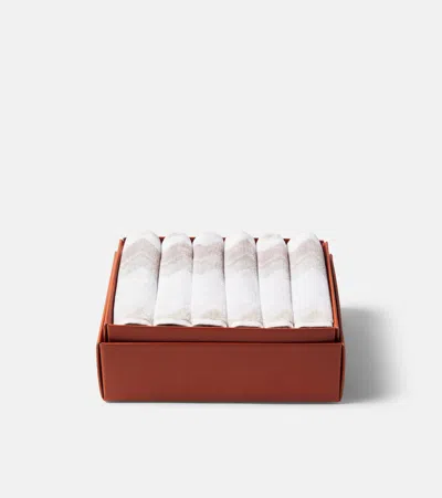 Missoni Giacomo Set Of 6 Cotton Terry Face Towels In White