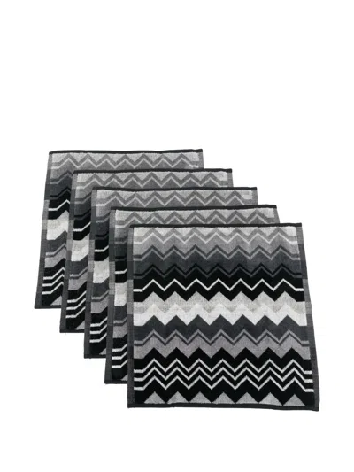 Missoni Giacomo Zigzag-pattern Face Towels (set Of Six) In Black
