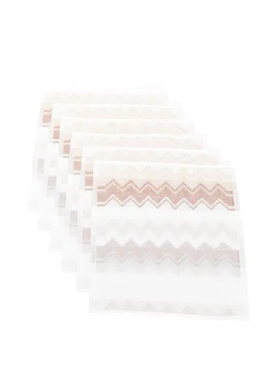 Missoni Zigzag-pattern Hand Towels (set Of Six) In White