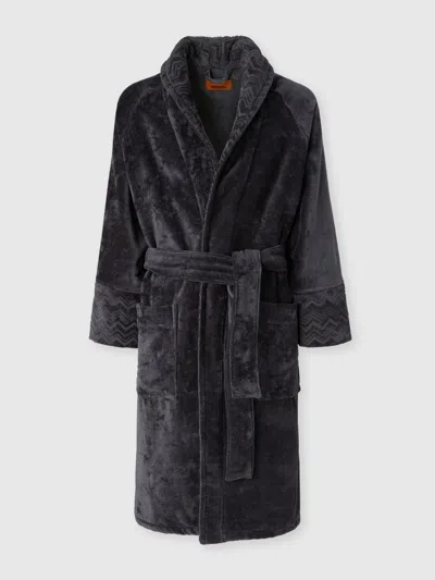 Missoni Giorgio Cotton Terry Bathrobe With Belt In Black
