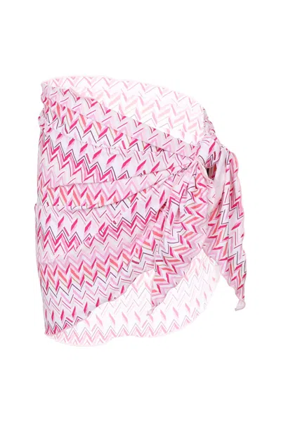 Missoni Girls Ivory White Zigzag Pattern Sarong In Multi