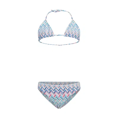 Missoni Girls Light Blue Pink Zigzag Bikini