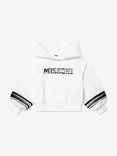 Missoni Kids' Organic Cotton Cropped Hoodie W/logo In White