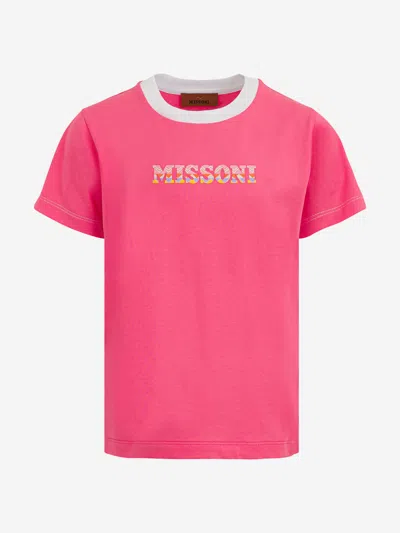 Missoni Kids'  Girls Logo T-shirt In Pink