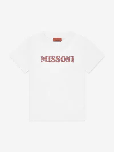 Missoni Babies'  Girls Logo T-shirt In White