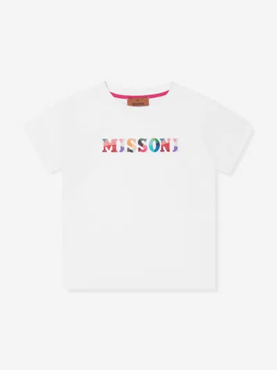 Missoni Babies'  Girls Logo T-shirt In White
