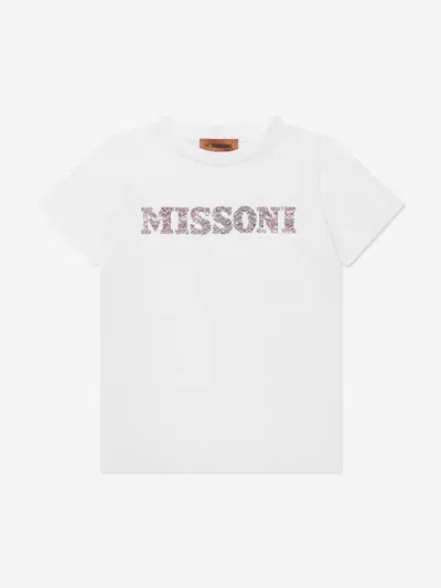 Missoni Kids' Girls Logo T-shirt In White