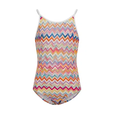 Missoni Girls Multicolor Zig Zag Print One Piece Swimsuit