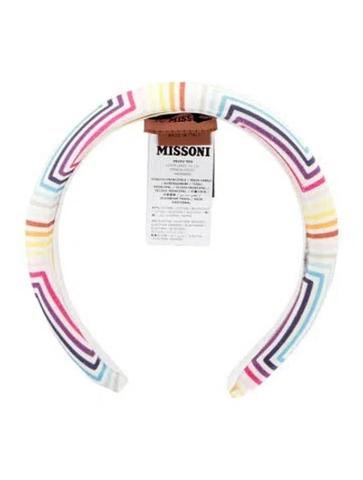 Pre-owned Missoni Kids' Girls' Patterned Printed Headband  W/tags In White