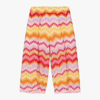Missoni Kids' Girls Pink Cotton Knit Zigzag Trousers