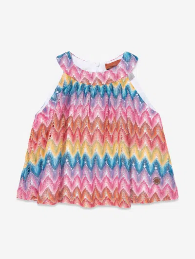 Missoni Kids'  Girls Sleeveless Zigzag Top In Multicoloured