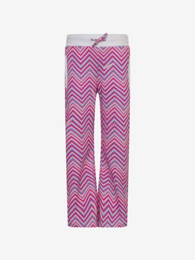 Missoni Kids' Zigzag Cotton Straight-leg Trousers In Pink