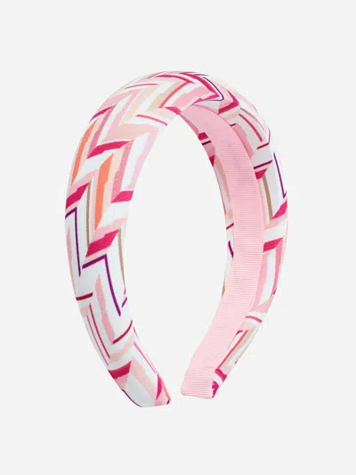 Missoni Kids'  Girls Zigzag Knit Headband In Pink