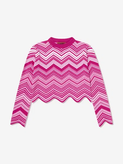 Missoni Kids' Girls Zigzag Knitted Jumper In Pink