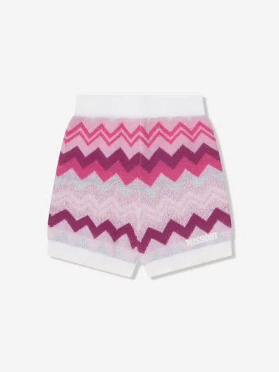 Missoni Kids' Girls Zigzag Knitted Shorts In Multicoloured