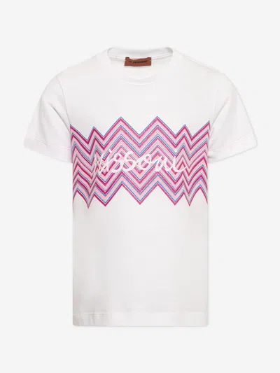 Missoni Kids' Zigzag-print Cotton T-shirt In White
