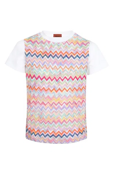 Missoni Girls Zigzag Pattern Colourful T-shirt In Multi