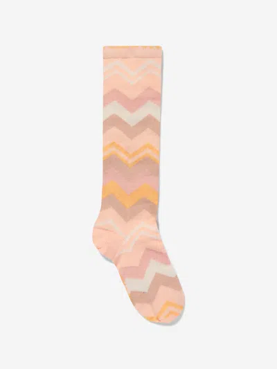 Missoni Babies'  Girls Zigzag Socks In Pink