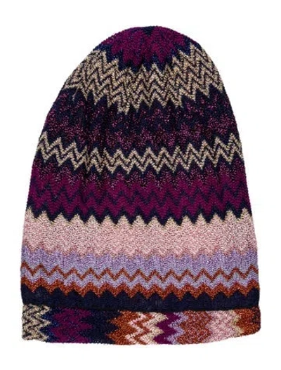 Pre-owned Missoni Glitter Accent Hat In Purple