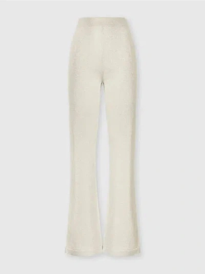 Missoni Glitter-effect Viscose Straight Trousers In White & Gold