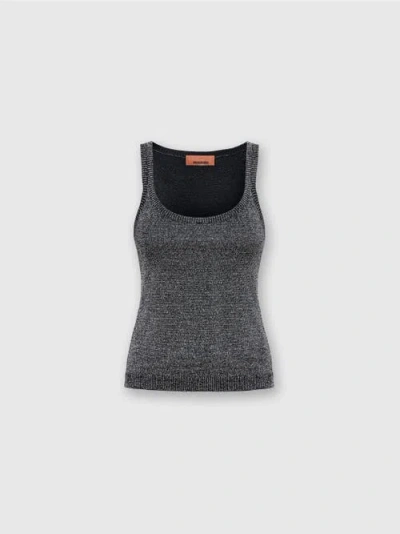 Missoni Glitter Tank Top In Black,silver