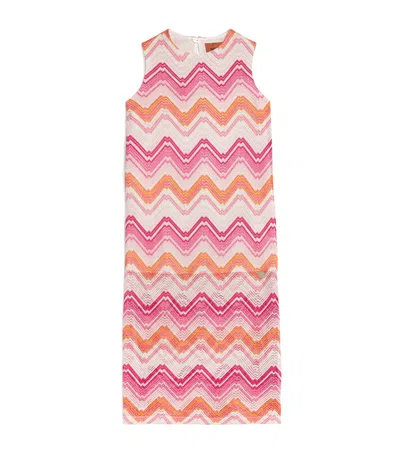 Missoni Kids' Glitter Zigzag Dress In Pink