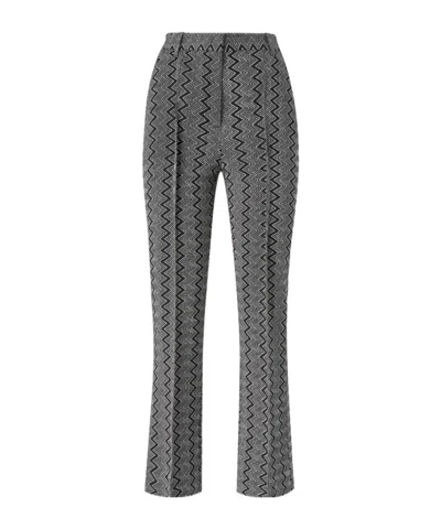 Missoni Gold And Silver Zigzag Pattern Cropped Pants In Black,silver