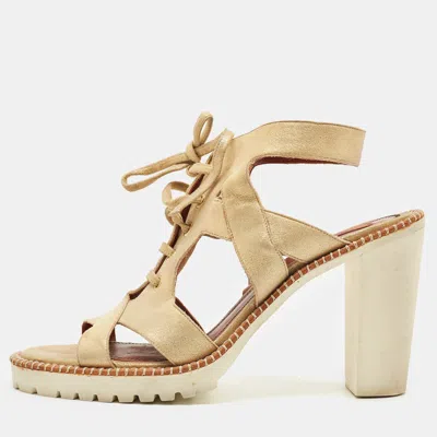 Missoni Gold Leather Ankle Strap Sandals