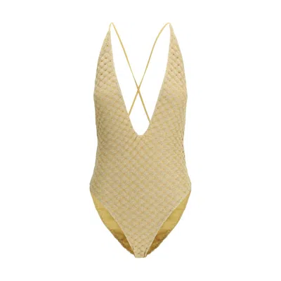 Missoni Gold Other Fibres One-piece Swimsuit In Yellow