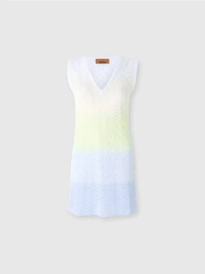 Missoni Gradient Chevron Viscose V-neck Mini-dress In Multicoloured
