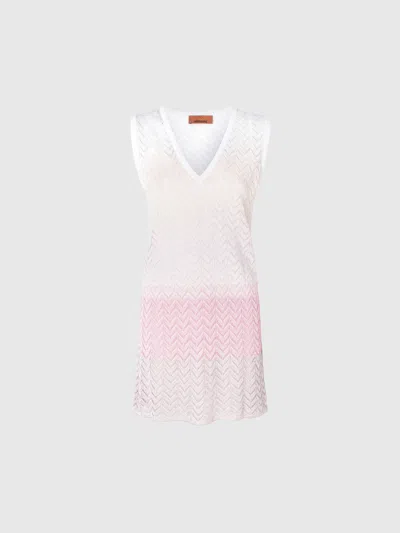 Missoni Gradient Chevron Viscose V-neck Mini-dress In Multicoloured