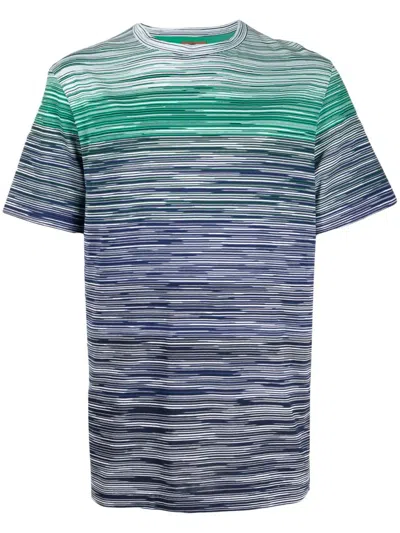 Missoni Gradient-effect Striped Cotton T-shirt In Blue