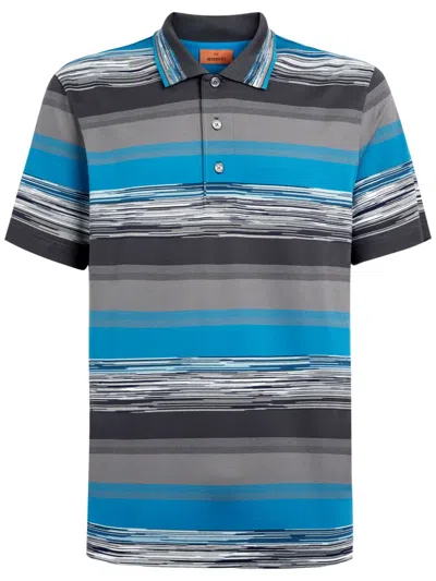 Missoni Gradient-stripe Cotton Polo Shirt In Blu