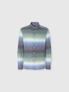 Missoni Gradient Zig Zag Cotton Knit Shirt With Breast Pocket In Blue & Green