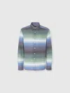 Missoni Gradient Zig Zag Cotton Knit Shirt With Breast Pocket In Blue,green