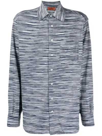 Missoni Graphic-print Cotton Shirt In Blau