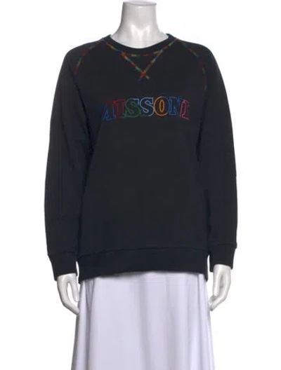 Pre-owned Missoni Graphic Print Crew Neck Sweater In Black
