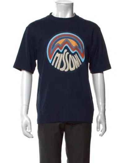 Pre-owned Missoni Graphic Print Crew Neck T-shirt In Blue