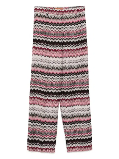 Missoni Zigzag-print Side Slit Trousers In Purple