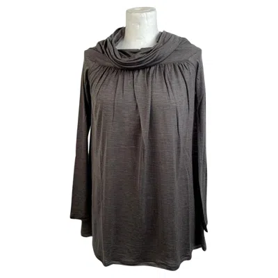 Pre-owned Missoni Gray Wool And Silk Long Sleeve Top With Cowl Neck Size 40
