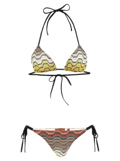 Missoni Greek Motif Halterneck Triangle Bikini Chevron In Multi