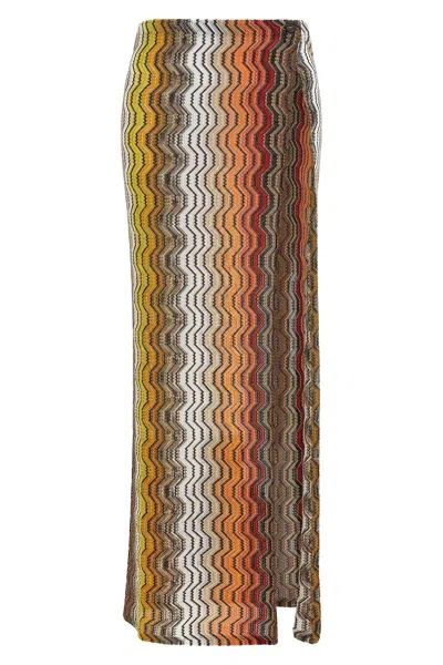 Missoni Greek Zig Pattern Raschel Skirt In Multi